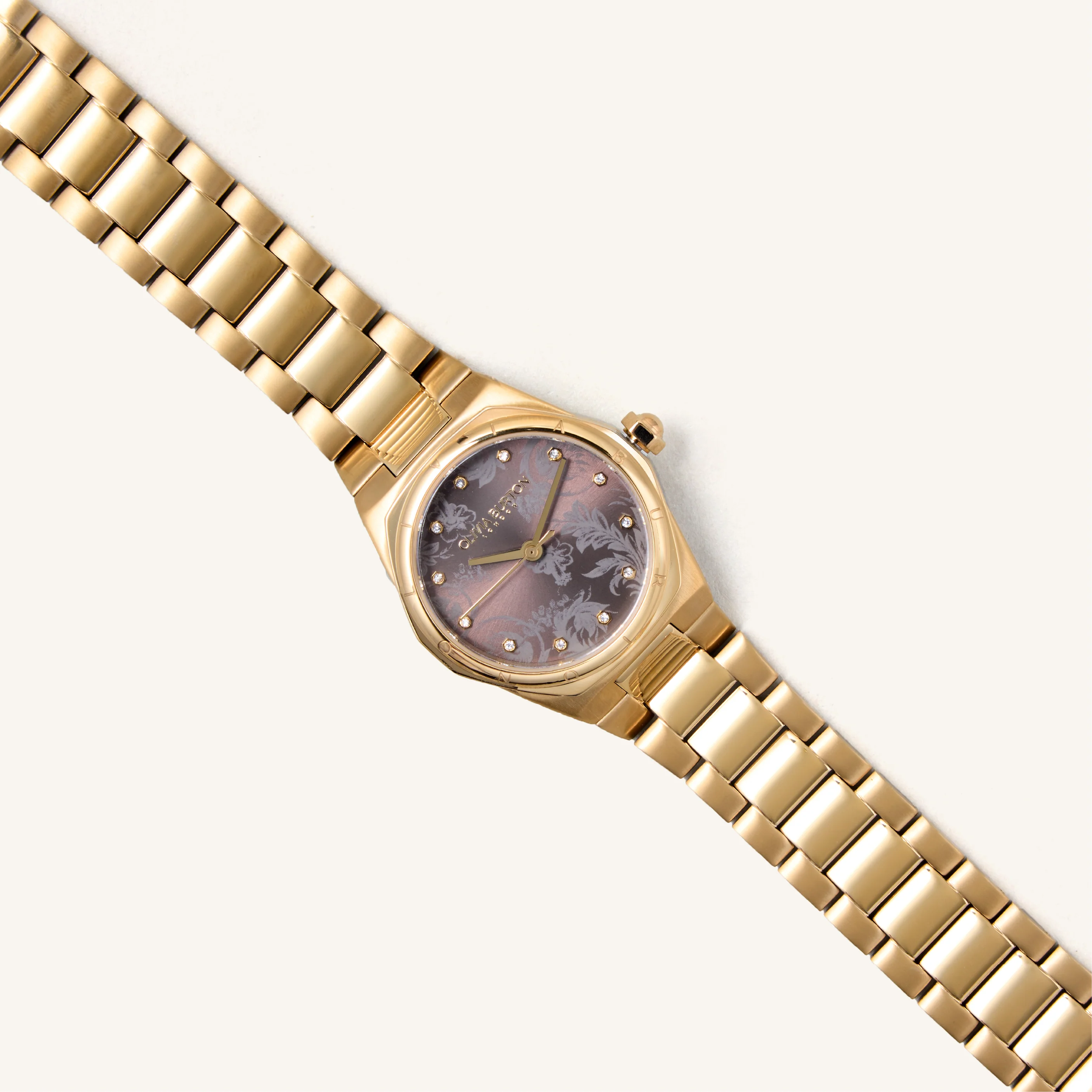 Olivia Burton Watch Sports Luxe 28mm Mini Hexa Mushroom & Gold Bracelet 24000107 - Image 2